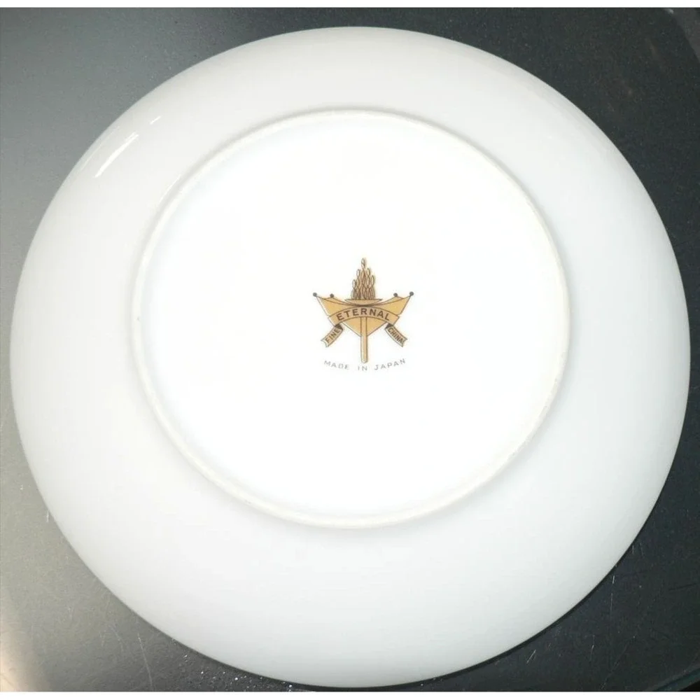 Belair by Nasco Japan 6.5 Bread & Butter Plate Pink Rose Gray Leaves Silver Trim